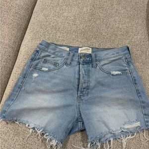 Frame Denim Denim Light Blue Distressed Denim Shorts #A1105